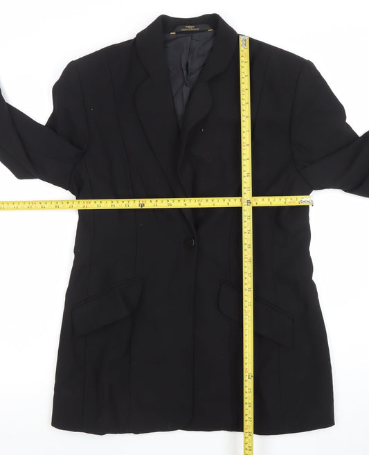 Marks and Spencer Women’s Black Wool Blazer UK 12 Classic Long Jacket
