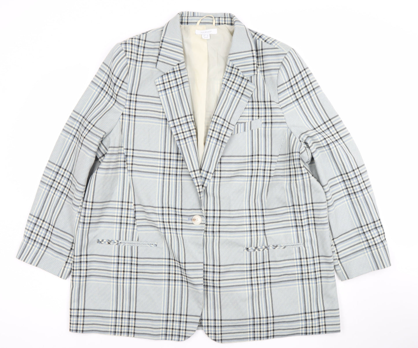 Primark Women Beige Check Single-Breasted Blazer Size 20