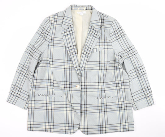 Primark Women Beige Check Single-Breasted Blazer Size 20
