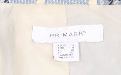 Primark Women Beige Check Single-Breasted Blazer Size 20