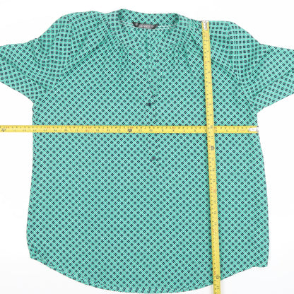 Dunnes Womens Green Geometric Long Sleeve Polyester Blouse Size M