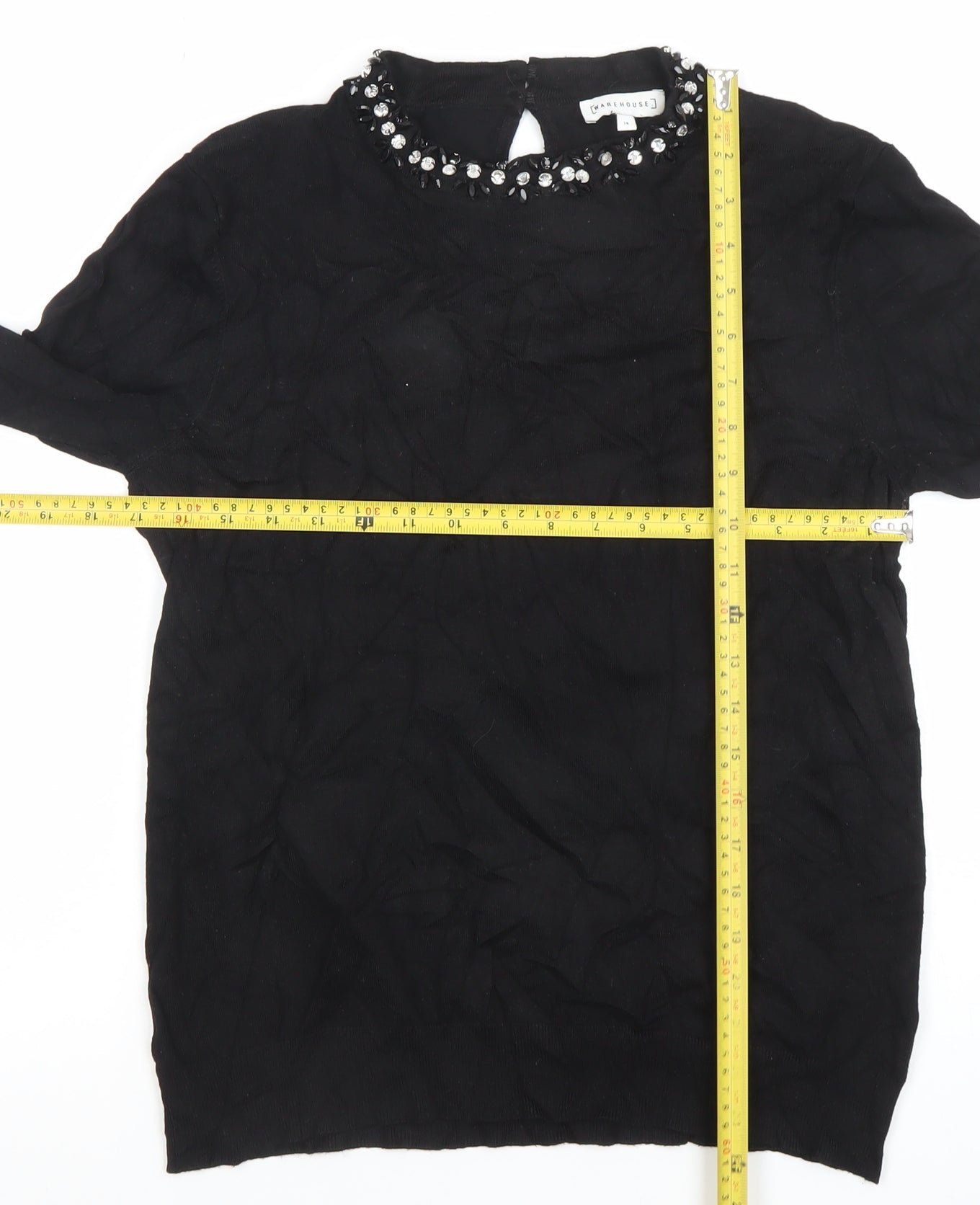 Womens UK Size 14 Warehouse Black Basic Blouse