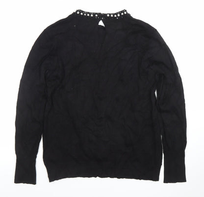 Womens UK Size 14 Warehouse Black Basic Blouse