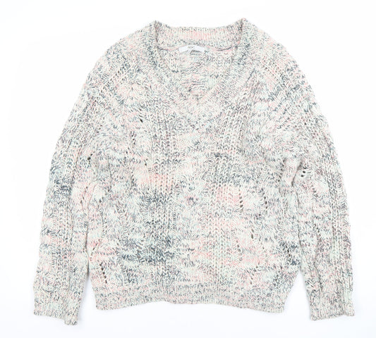 Next Men’s Multicoloured Cable-Knit V-Neck Jumper Size M