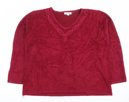 Womens UK Size L Fay Louise Red Pullover Jumper