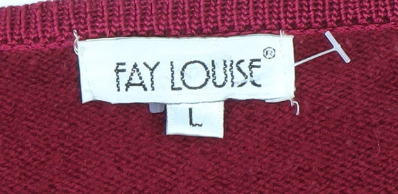Womens UK Size L Fay Louise Red Pullover Jumper