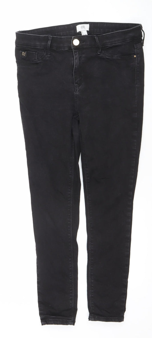 River Island Petite Black Skinny Jeans Size 12 Stretch Cotton Blend