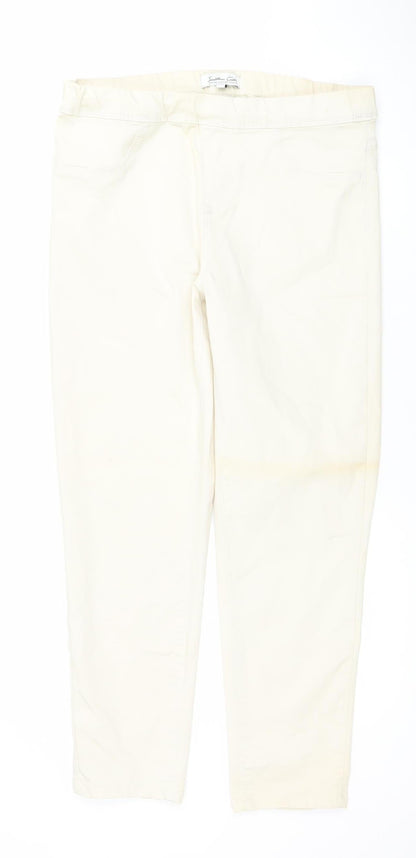 Womens UK Size M Southern Cotton Regular Fit Straight Ivory Jeans