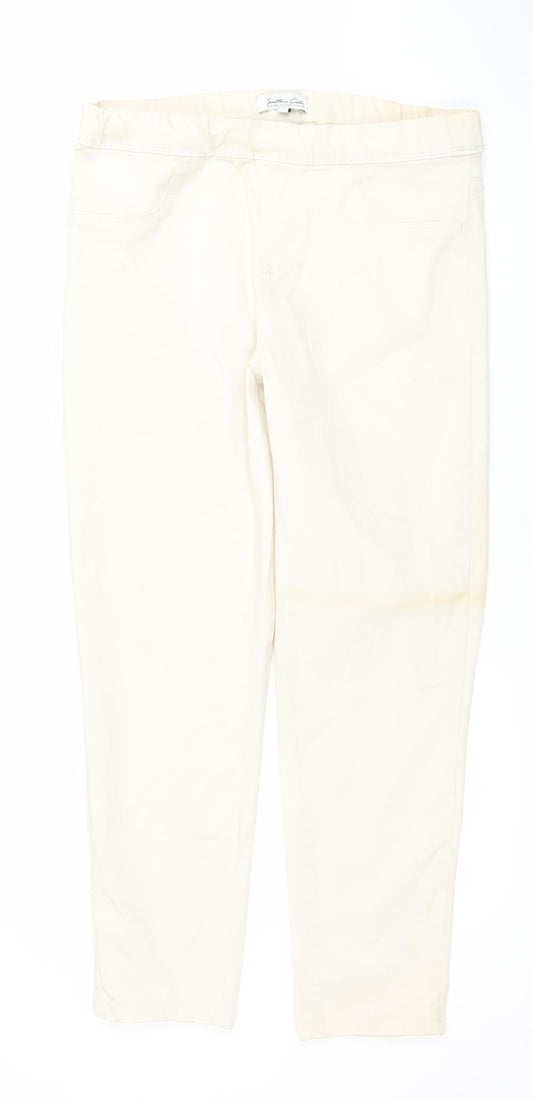 Womens UK Size M Southern Cotton Regular Fit Straight Ivory Jeans