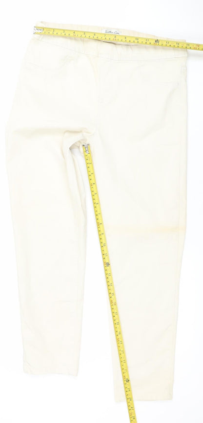 Womens UK Size M Southern Cotton Regular Fit Straight Ivory Jeans