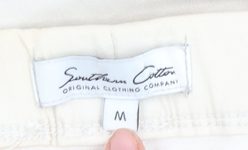 Womens UK Size M Southern Cotton Regular Fit Straight Ivory Jeans