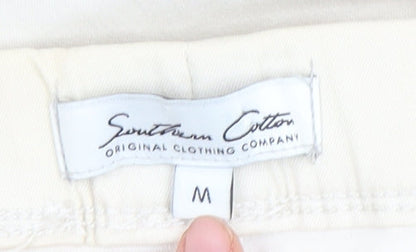 Womens UK Size M Southern Cotton Regular Fit Straight Ivory Jeans