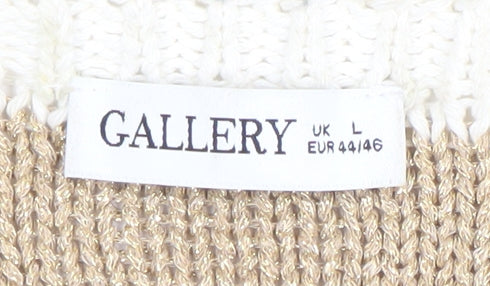 Gallery Womens Multicoloured V-Neck Knit Pullover Jumper Size L