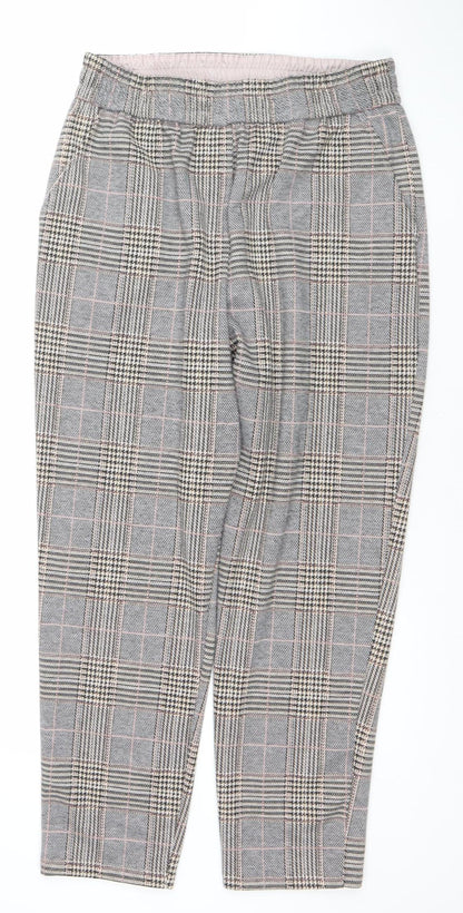 Primark Womens Grey Check Stretch Trousers Size 14 Regular Fit