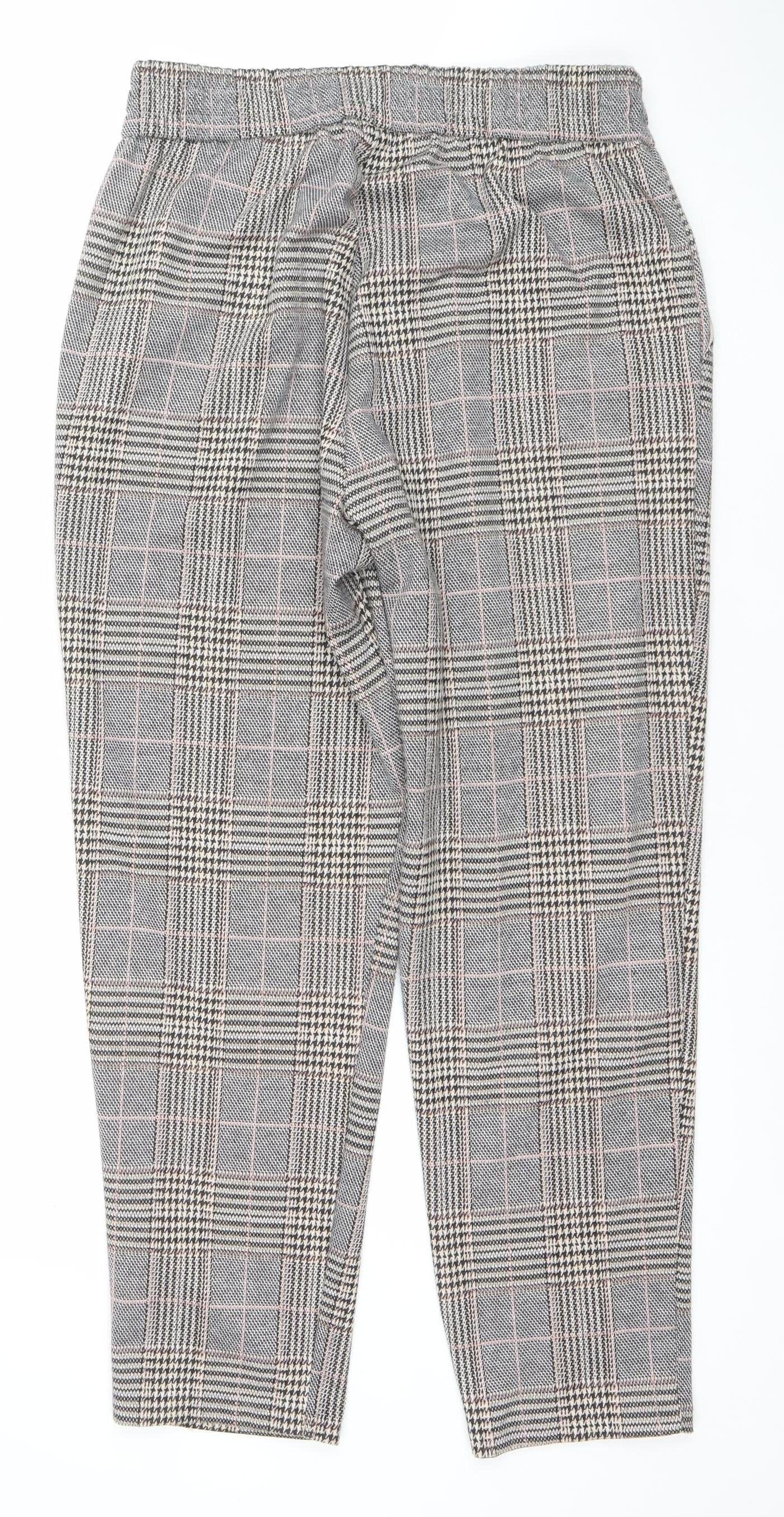 Primark Womens Grey Check Stretch Trousers Size 14 Regular Fit
