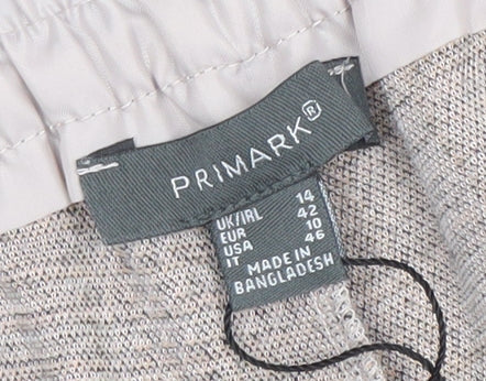 Primark Womens Grey Check Stretch Trousers Size 14 Regular Fit