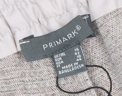 Primark Womens Grey Check Stretch Trousers Size 14 Regular Fit