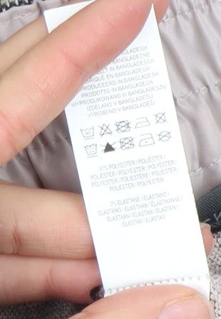 Primark Womens Grey Check Stretch Trousers Size 14 Regular Fit