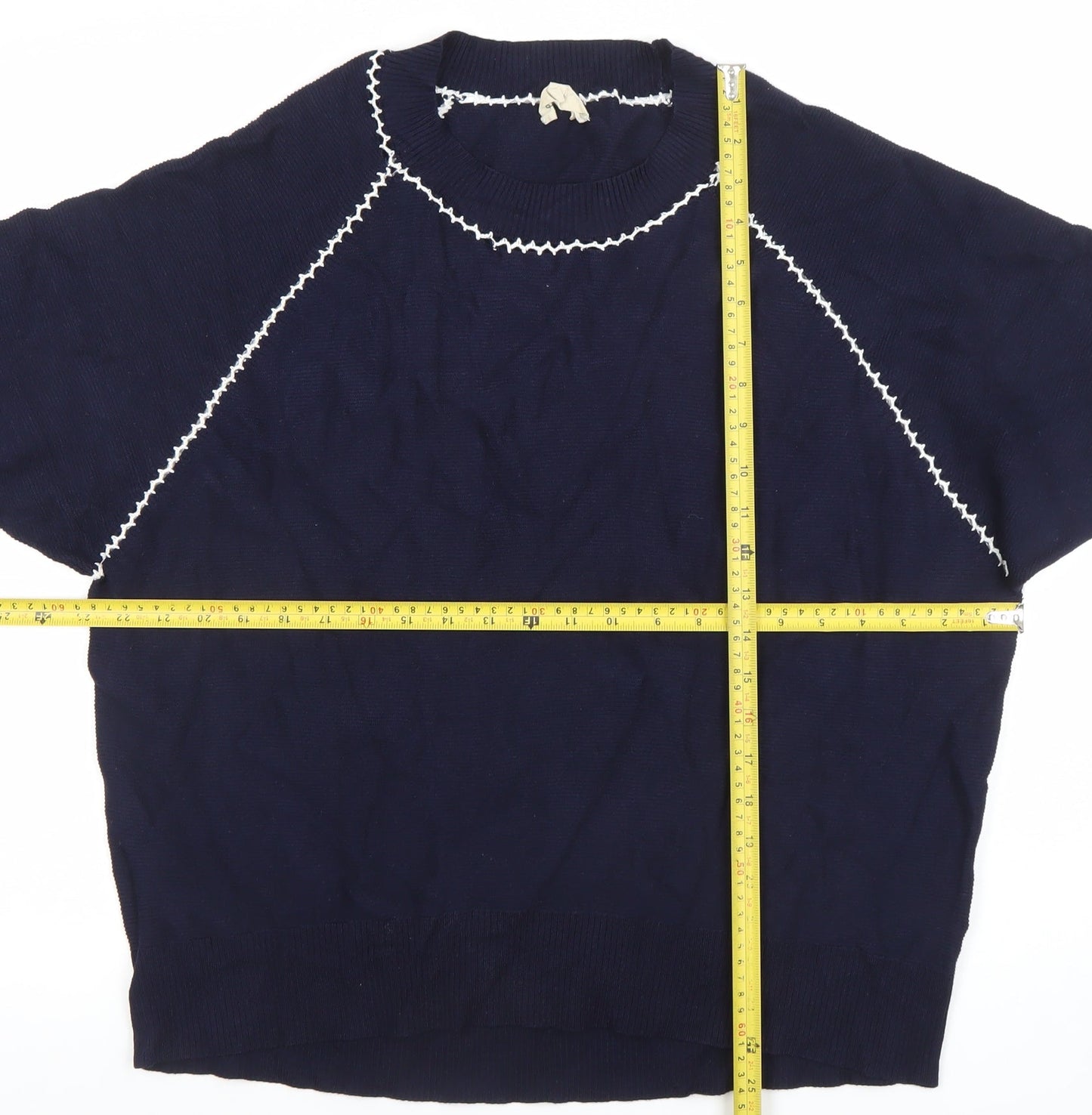 Phase Eight Women's Blue Knit Short Sleeve Crew Neck Top M