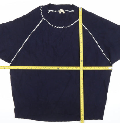 Phase Eight Women's Blue Knit Short Sleeve Crew Neck Top M