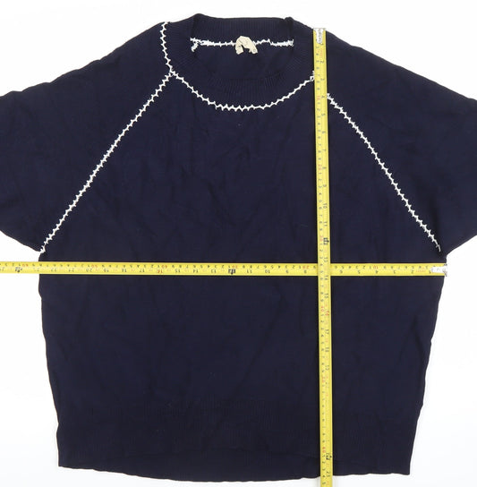 Phase Eight Women's Blue Knit Short Sleeve Crew Neck Top M