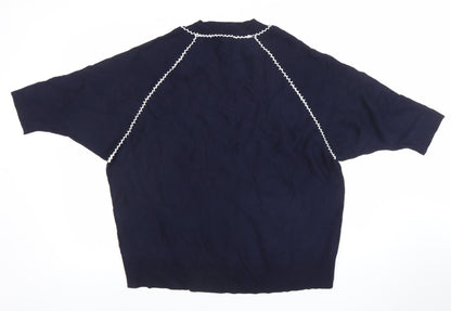 Phase Eight Women's Blue Knit Short Sleeve Crew Neck Top M