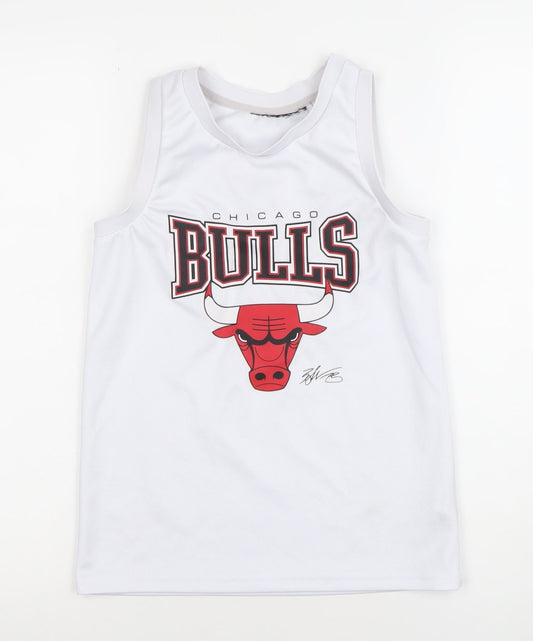 Primark Boys White Chicago Bulls Basketball Tank Top 8 Years Jersey Style
