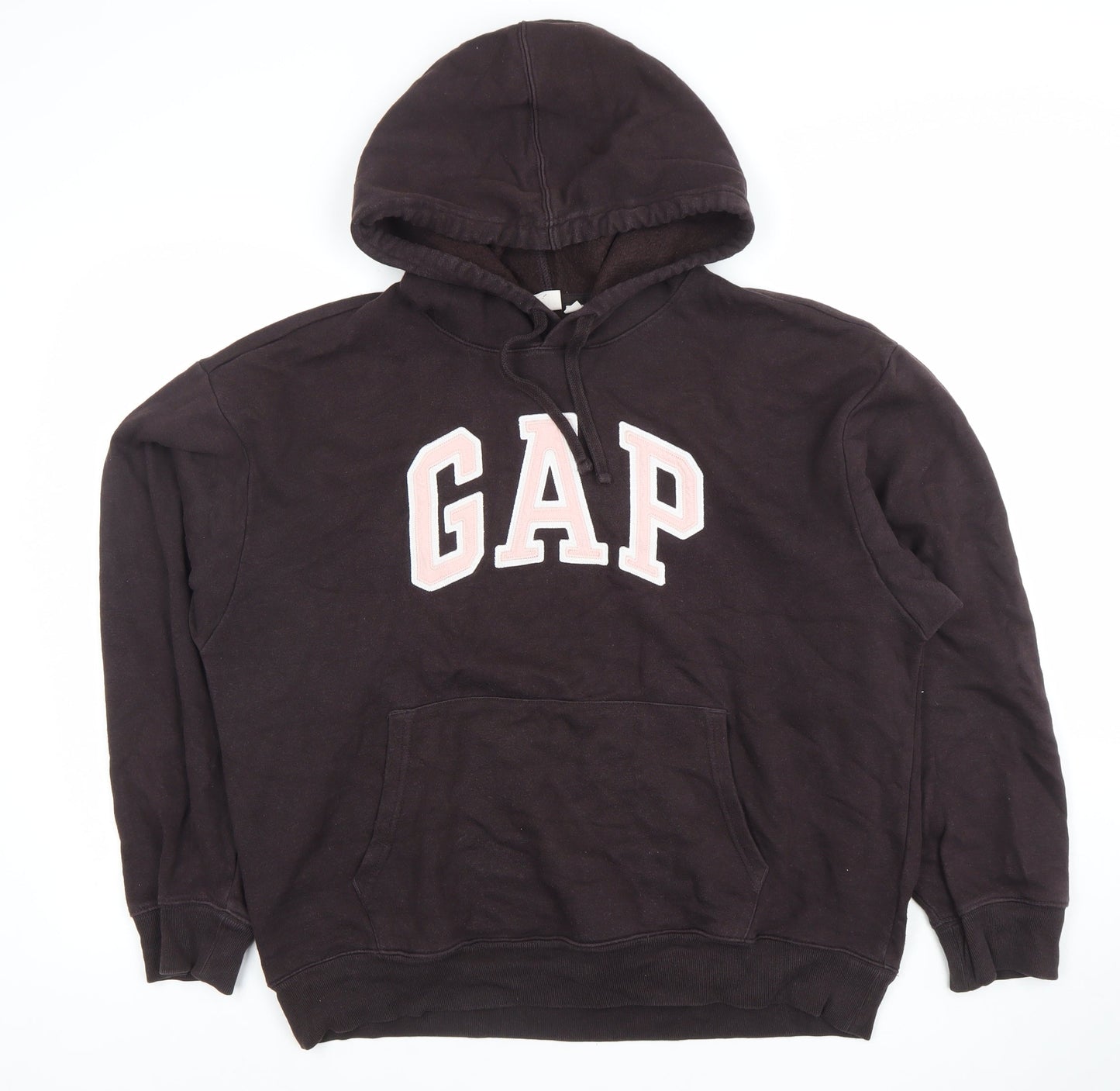 GAP Womens Black L Pullover Hoodie Cotton Logo Casual Sweatshirt