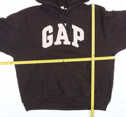 GAP Womens Black L Pullover Hoodie Cotton Logo Casual Sweatshirt
