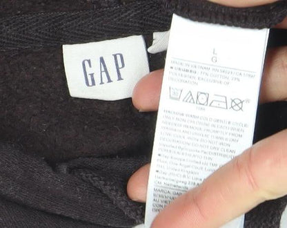 GAP Womens Black L Pullover Hoodie Cotton Logo Casual Sweatshirt