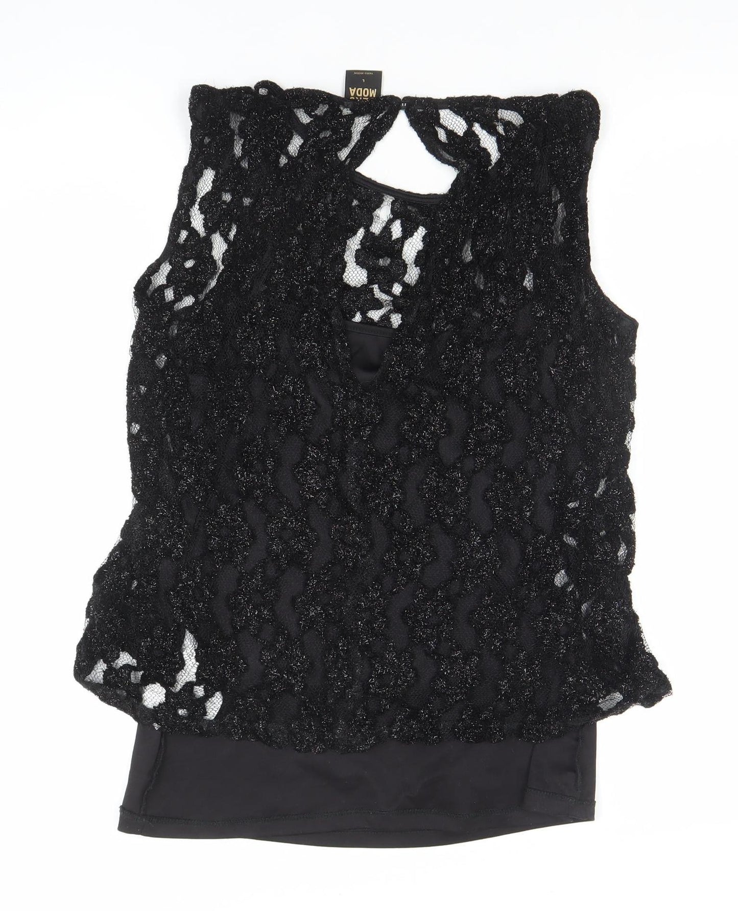 Womens UK Size L VERO MODA Black Camisole Blouse