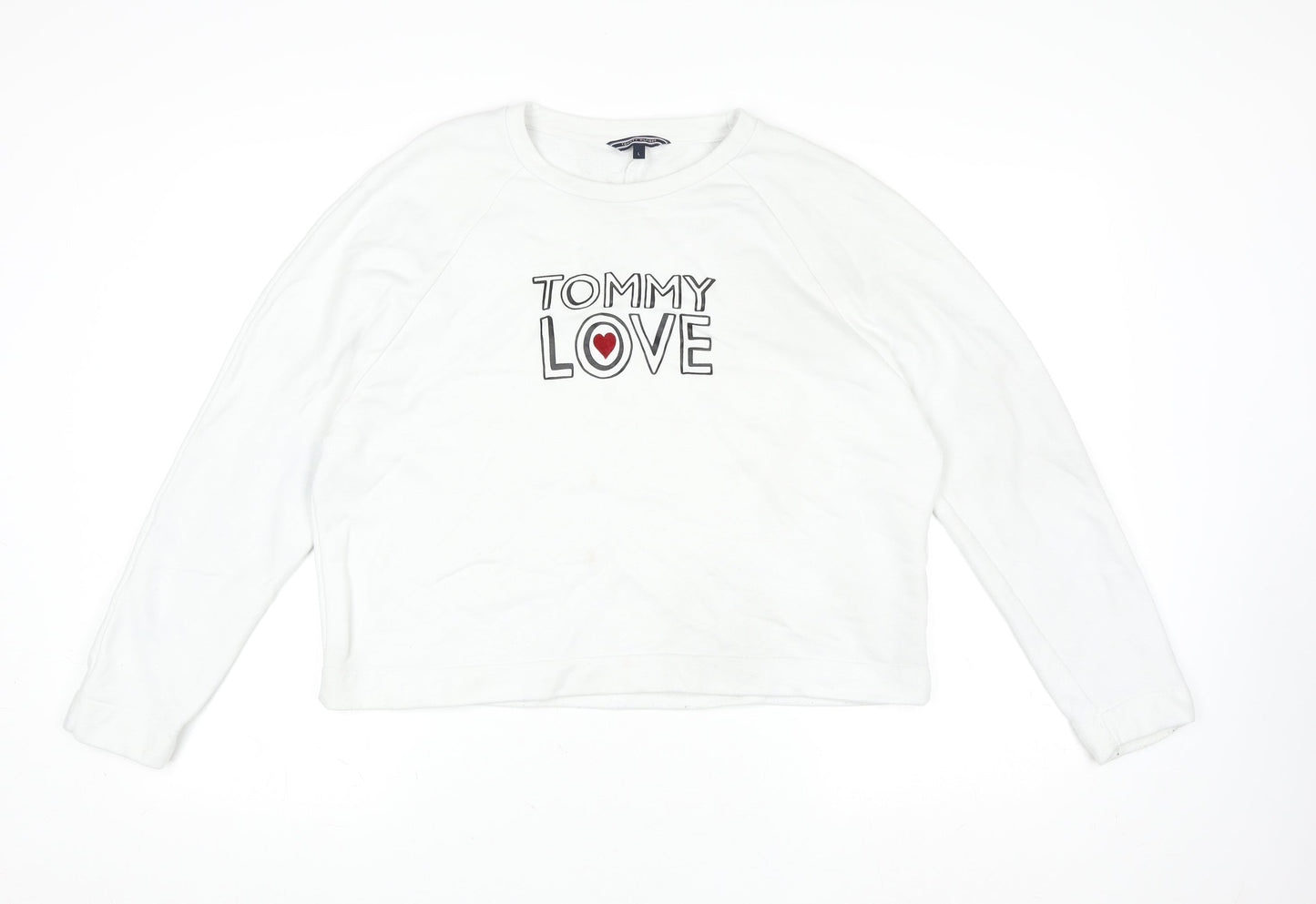 Womens UK Size L Tommy Hilfiger White Pullover Sweatshirt