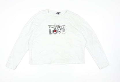 Womens UK Size L Tommy Hilfiger White Pullover Sweatshirt