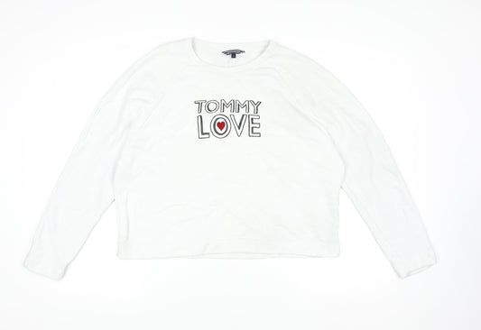 Womens UK Size L Tommy Hilfiger White Pullover Sweatshirt