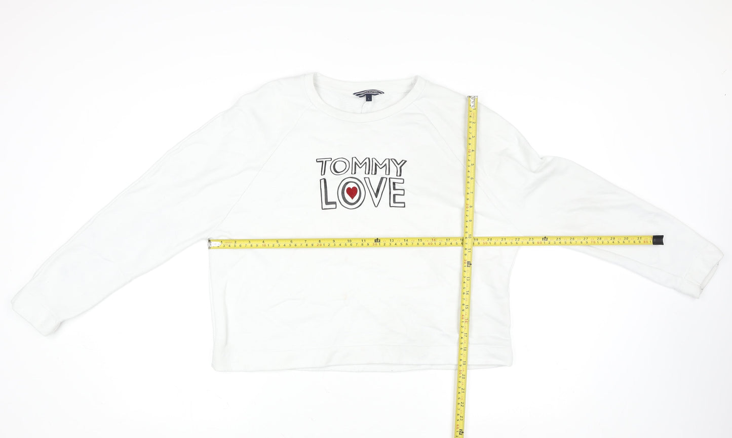Womens UK Size L Tommy Hilfiger White Pullover Sweatshirt
