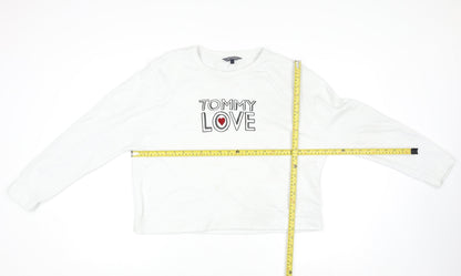 Womens UK Size L Tommy Hilfiger White Pullover Sweatshirt