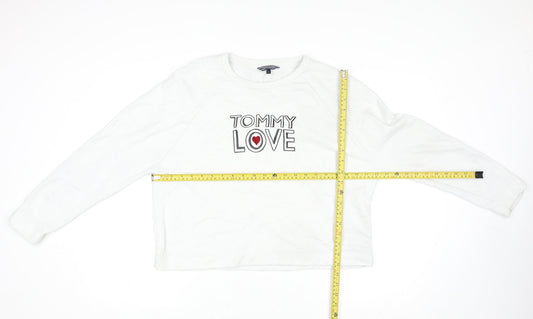 Womens UK Size L Tommy Hilfiger White Pullover Sweatshirt