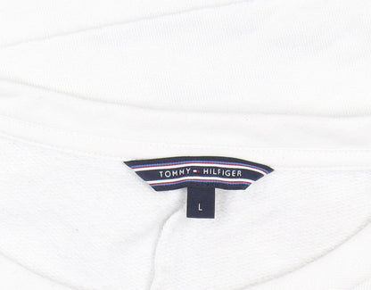 Womens UK Size L Tommy Hilfiger White Pullover Sweatshirt