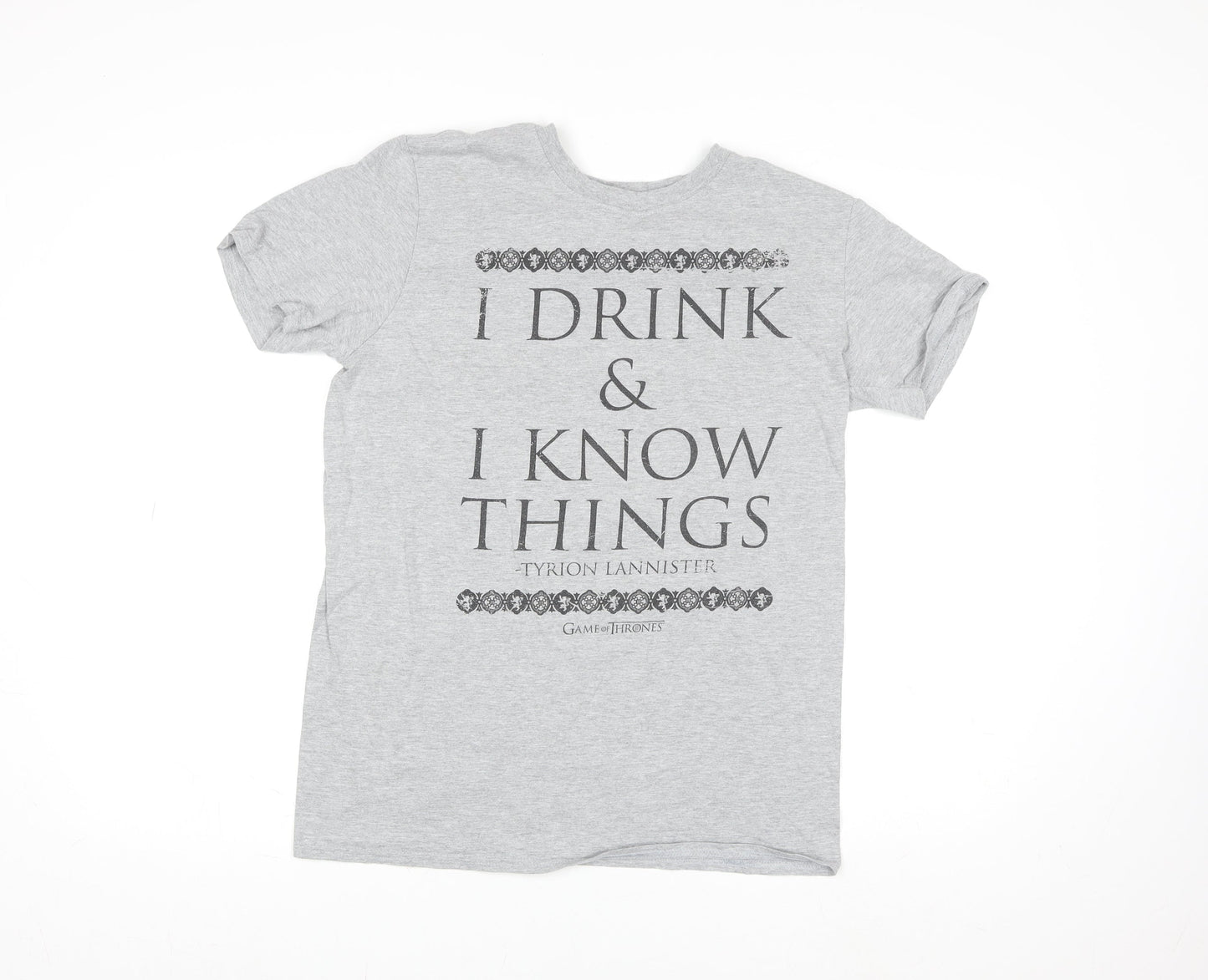 Unisex Adults UK Size L Game Of Thrones Grey Basic T-Shirt