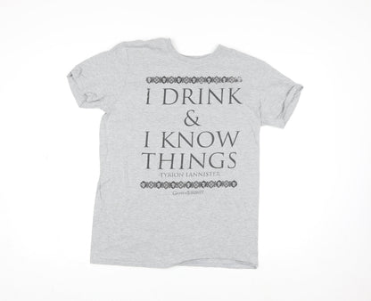 Unisex Adults UK Size L Game Of Thrones Grey Basic T-Shirt