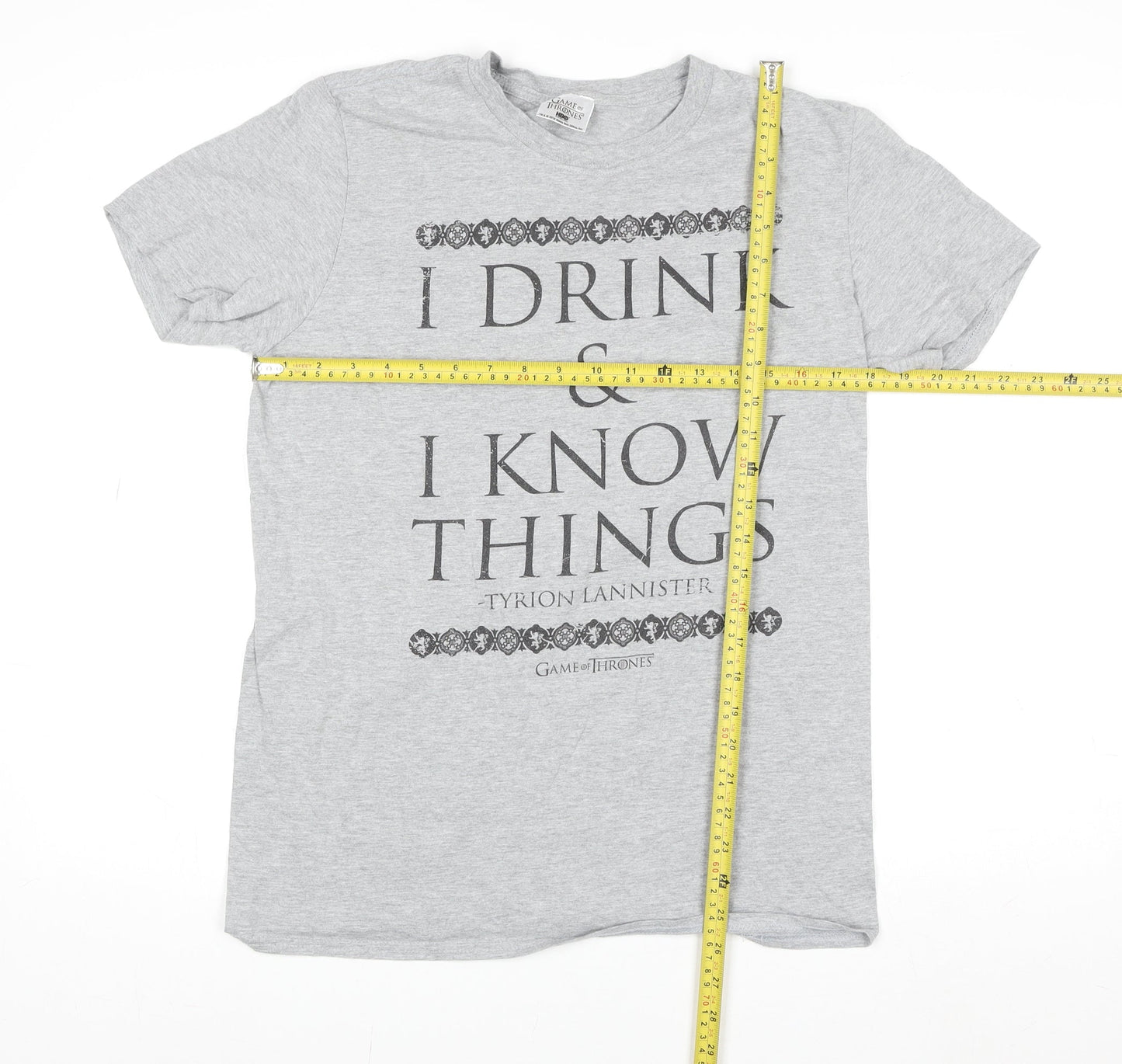 Unisex Adults UK Size L Game Of Thrones Grey Basic T-Shirt