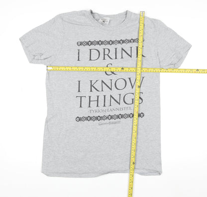 Unisex Adults UK Size L Game Of Thrones Grey Basic T-Shirt