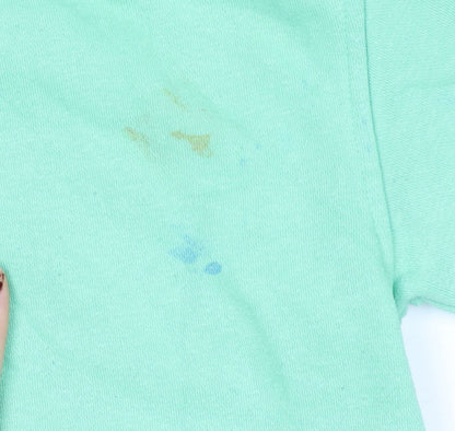 Boys Green 'Fresh' Sweatshirt 3-4 Years Cotton Blend Crew Neck