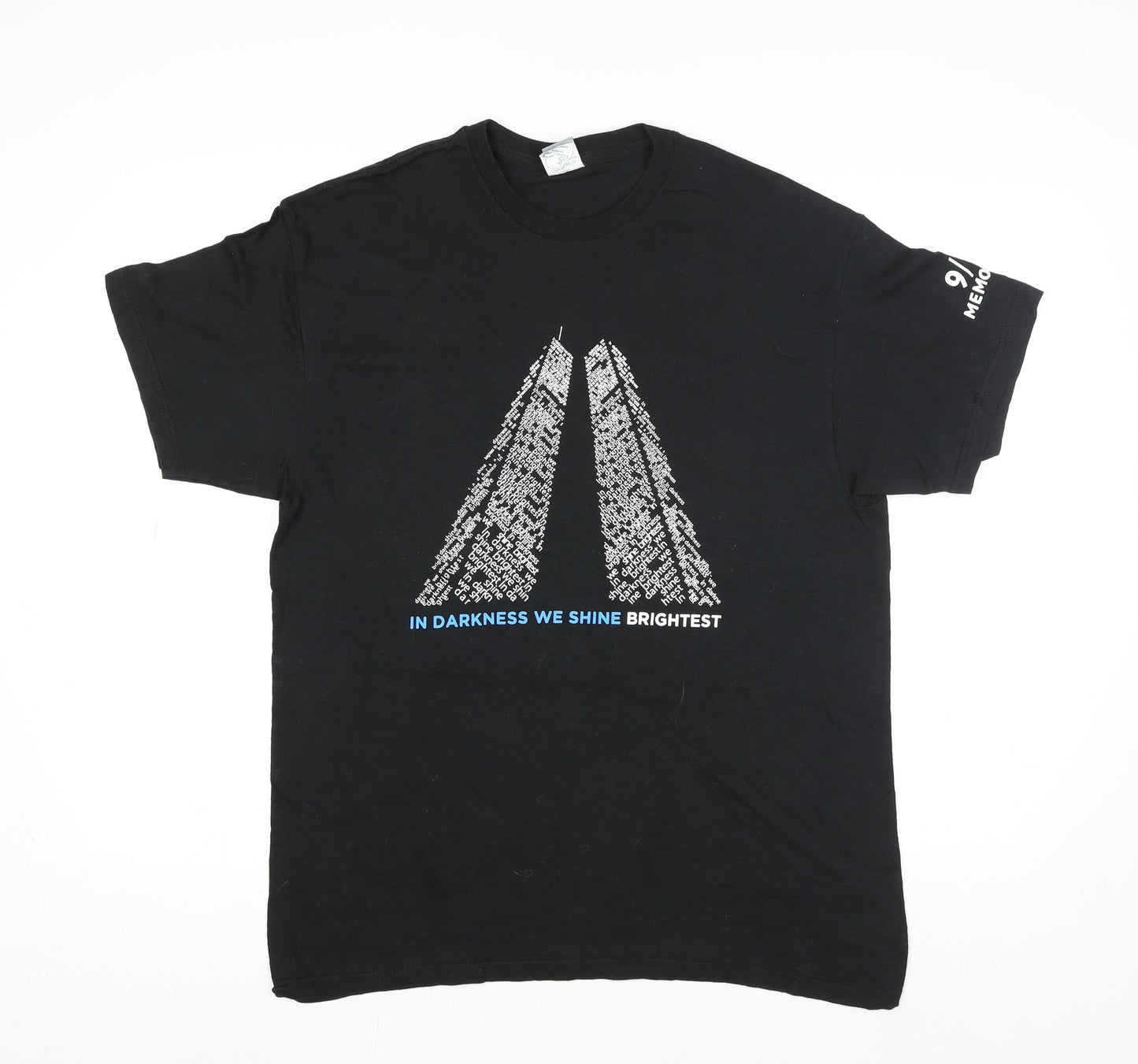 9/11 Memorial Black Graphic Men's Large Cotton T-Shirt