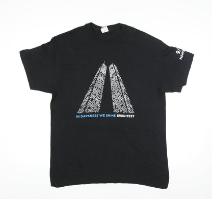9/11 Memorial Black Graphic Men's Large Cotton T-Shirt