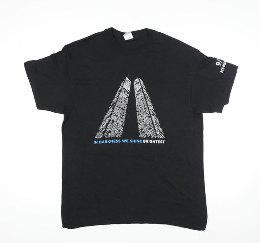 9/11 Memorial Black Graphic Men's Large Cotton T-Shirt