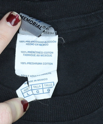 9/11 Memorial Black Graphic Men's Large Cotton T-Shirt