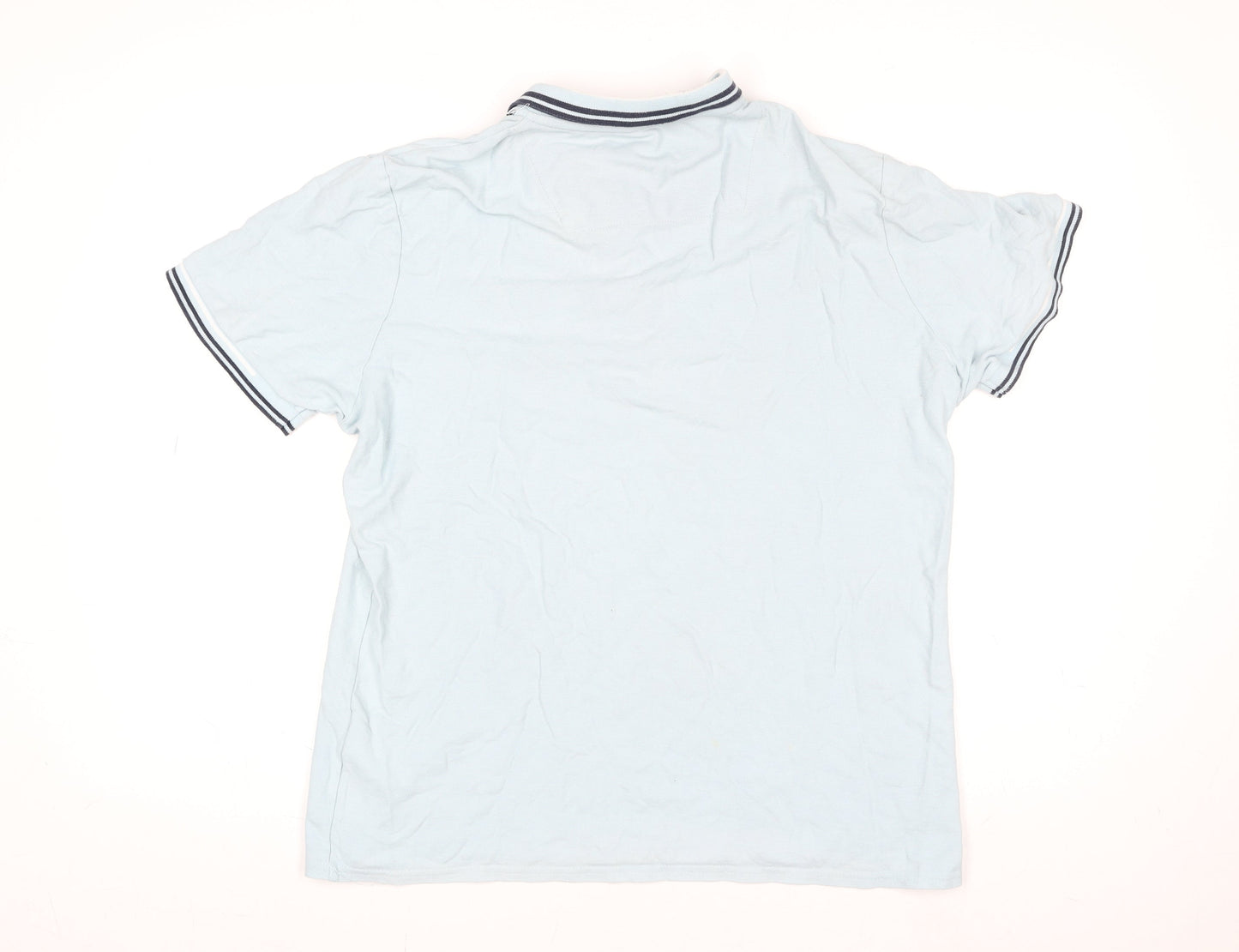 A.M London Men's Light Blue Cotton Polo Shirt Size L Short Sleeve