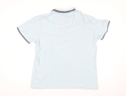 A.M London Men's Light Blue Cotton Polo Shirt Size L Short Sleeve