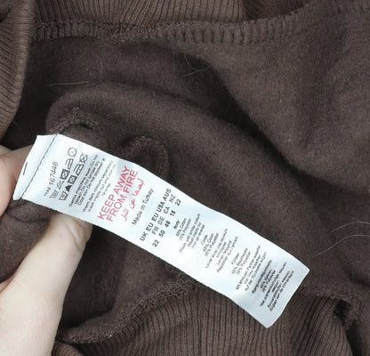 Boohoo Women Brown 1/4 Zip Pullover Sweatshirt Size 22 Graphic Print